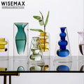 WISEMAX FURNITURE Modern Wholesale Home Decor Irregular Shape Transparent Glass Flower Vase for Hotel Restaurant