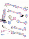 Wholesale Macaron Color Dog Rope Toy Set Durable Cotton Dog Chew Toy for Teething Interactive Pet Toys for Dog Chewing&Playing