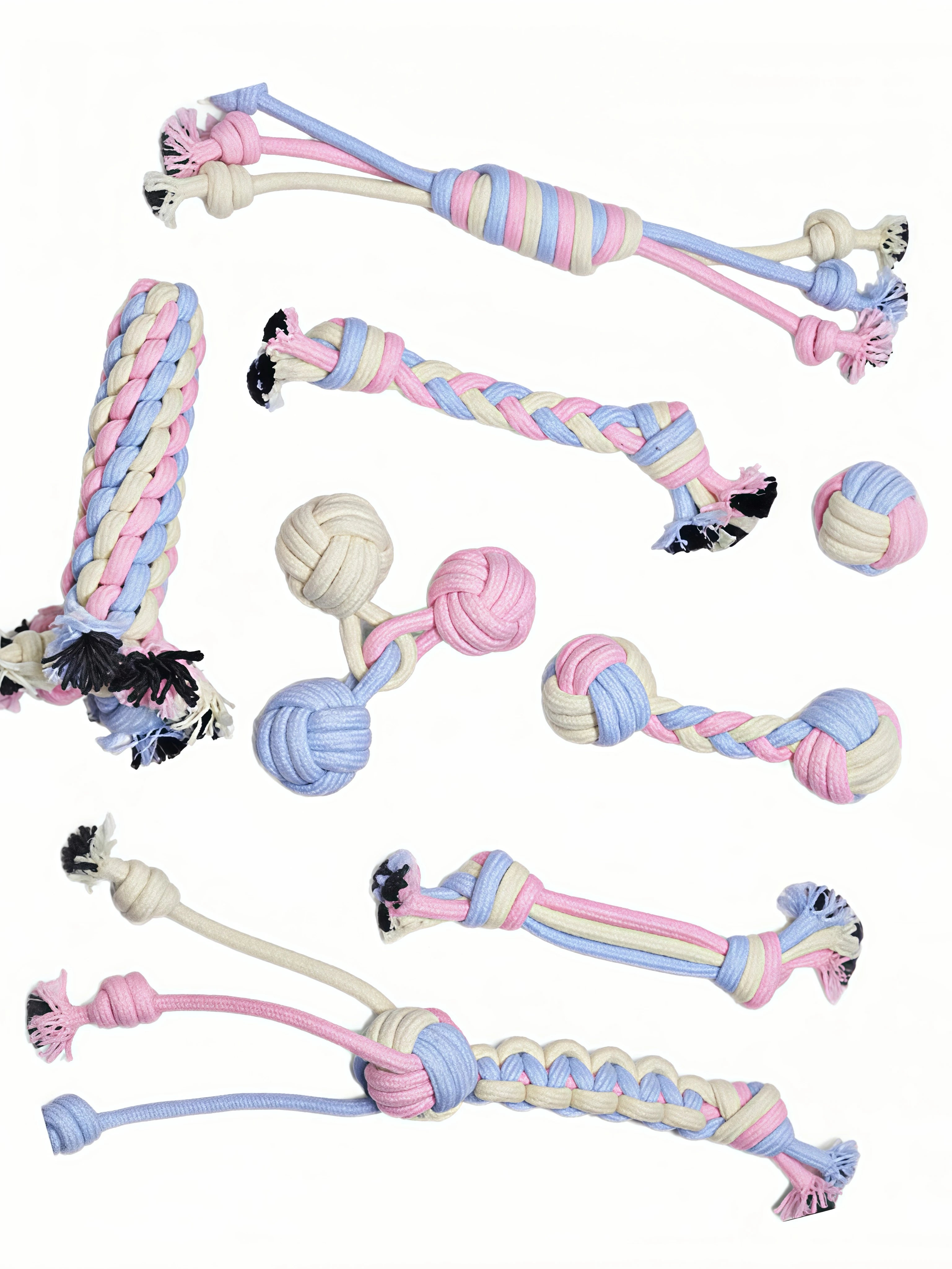 Wholesale Macaron Color Dog Rope Toy Set Durable Cotton Dog Chew Toy for Teething Interactive Pet Toys for Dog Chewing&Playing
