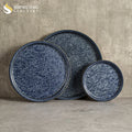 Japanese Kiln Blue Glaze Charger Ceramic Plate Steak Dishes Porcelain Round Pasta Salad Appetizer Plate for Restaurant Tableware
