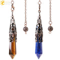 CSJA Crystal Pendulum for Divination Dowsing Gem Stone Pendant Antique Bronze Quartz Divinatory Pendulums Pendulos G883