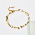 18K Gold Plated Stainless Steel Link Chain Necklace Bracelets for Women Paperclip Chunky Choker Necklace for Girls