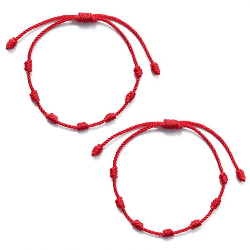 2021 Friendship Bracelet Adjustable 7 Knots Red String Bracelet Handmade Good Luck Amulet Rope Brceletet