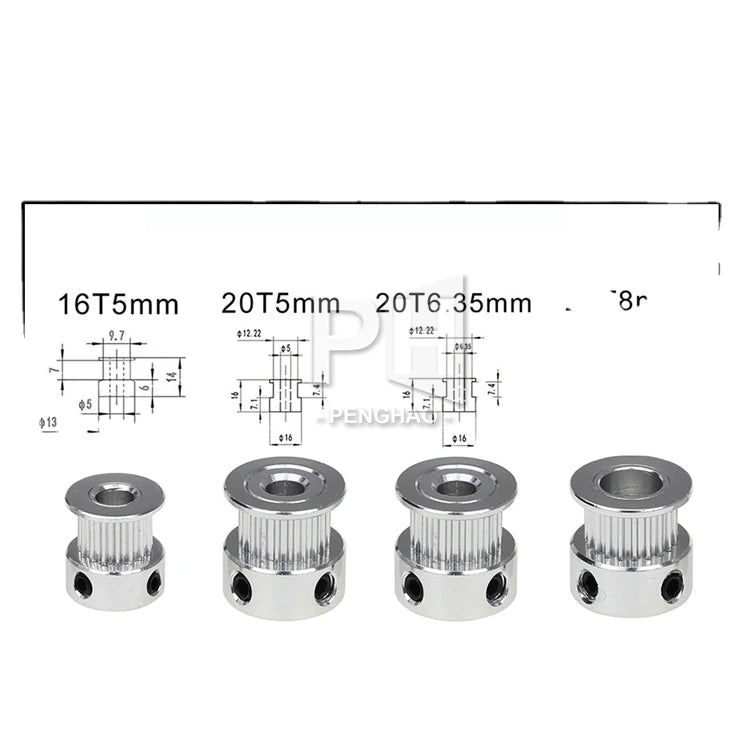 3D Printer Parts 20 Teeth GT2 Timing Pulley Bore 5mm 6.35mm 8mm for Width 6mm GT2 Synchronous Belt 2GT Belt 20teeth Pulley