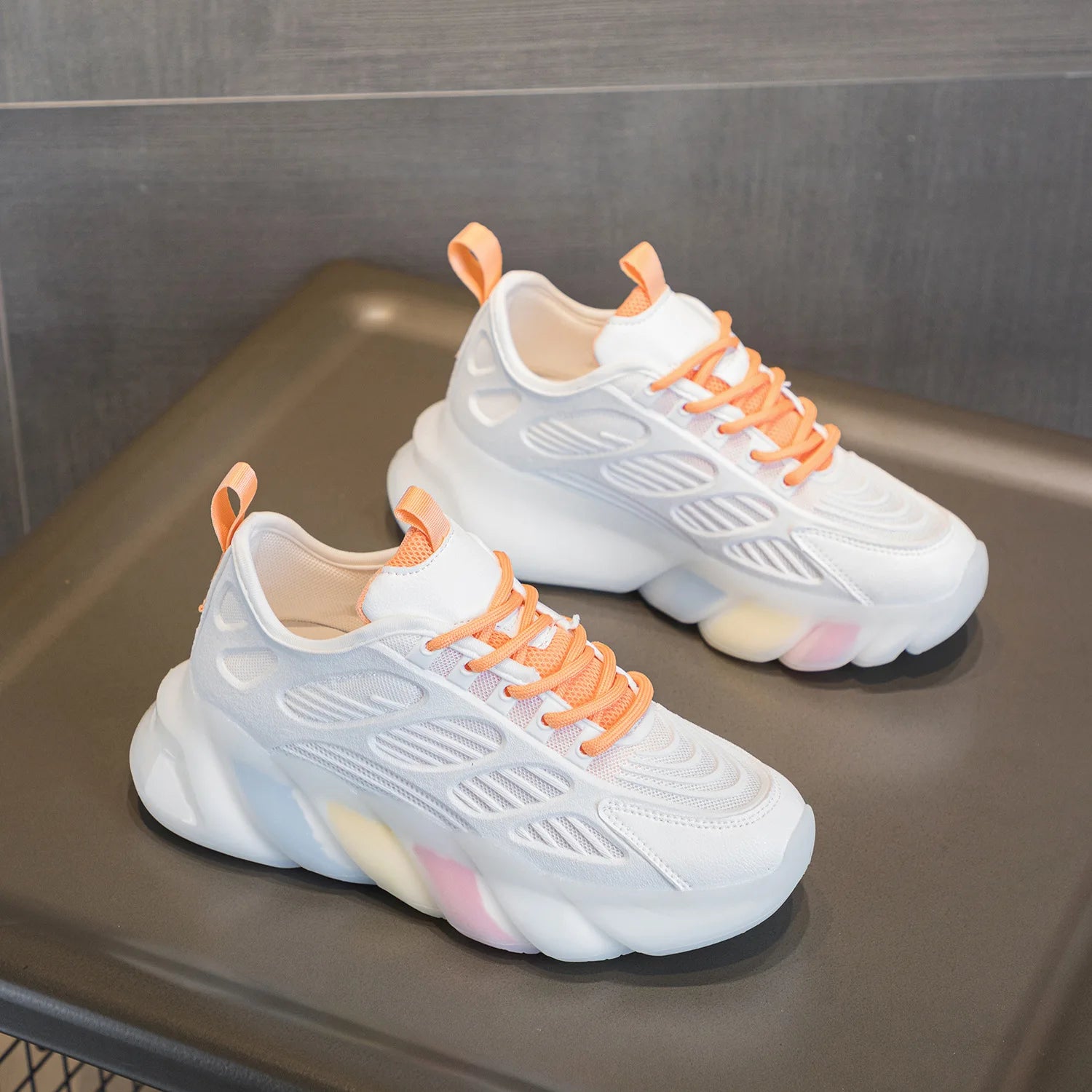 Women Summer Mesh Breathable Platform Dad Sneakers Thick-soled Casual Sports Shoes for Shorter Individuals