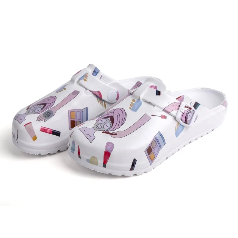 Hot Sale New Fashion Beautiful Printing Summer Evergreen Ladies Nurse Clogs Waterproof Anti-Slip for Women