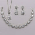 Copper Inlaid Zircon Earrings Bracelet Necklace Three Piece Set Fine Fashion Bridal Jewelry Set for Women Wedding Day