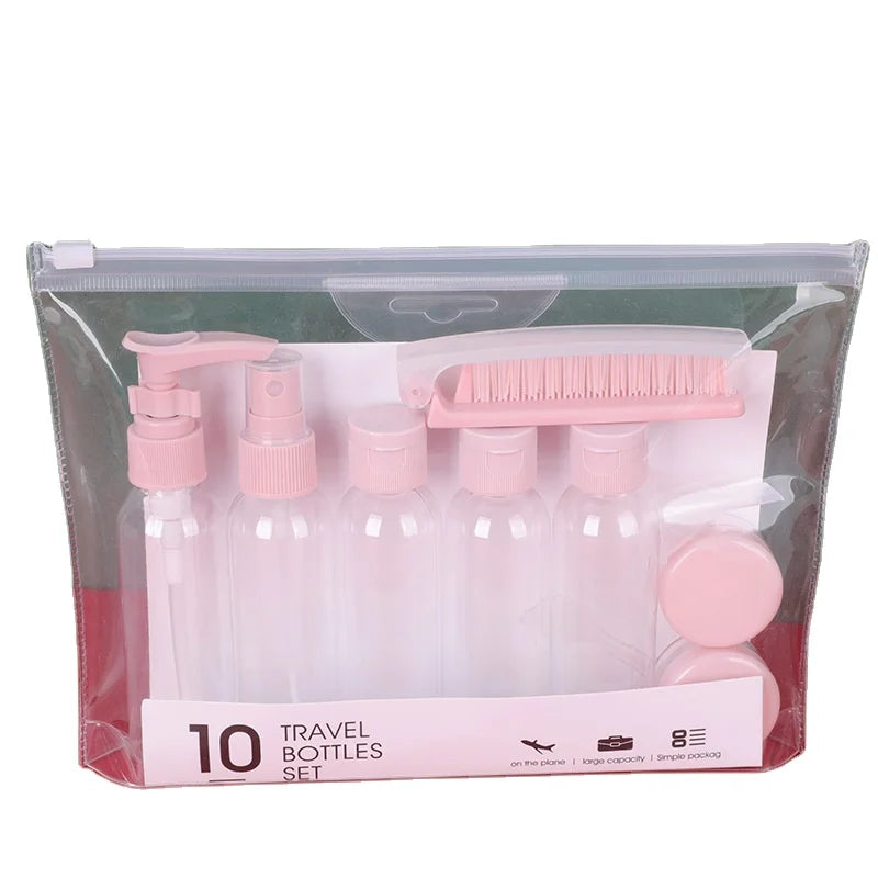 Custom Logo Personal Care Travel Lotion Bottle Set 10Pcs Travel Kit Travel Cosmetic Bottle Set