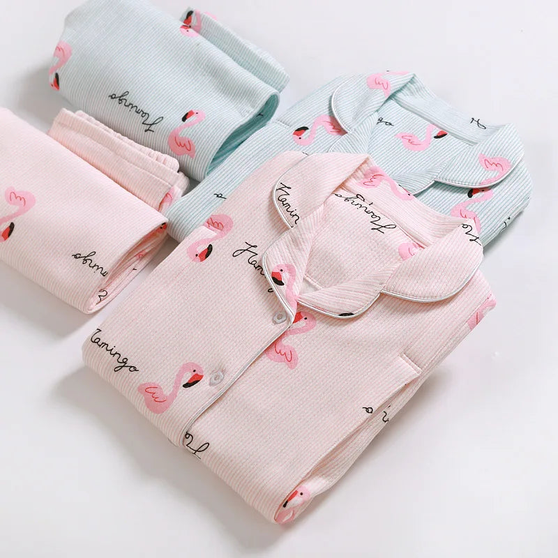 Full Length Thick Loungewear Two Piece Set Pajamas Women's Sleepwear