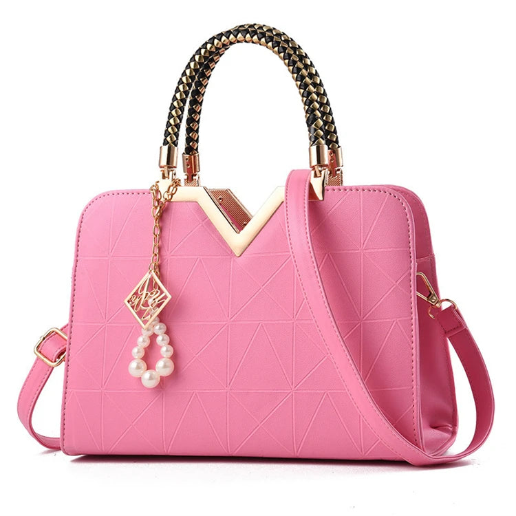 Pearl Handbag Quilted Soft Leather Wedding Cute Pink Ladies  Bag Clutch