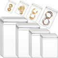 200 Pcs Anti Tarnish Clear Plastic Jewelry Bags Self Seal PVC Earrings Necklace Pouch Small Zipper 4 Sizes Display Rack Jewelry