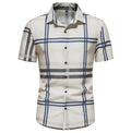 Wholesale Men's Fashion Business Casual Shirt Classic Beach Tops Short Sleeved Plaid Shirt