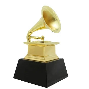 Grammy Award Trophy with Crystal Base Gold Plated Metal Music Theme Commemorative Gift
