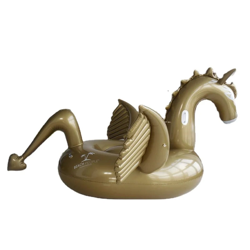 1.9m Adult Large Inflatable Black/Gold Pegasus Unicorn Pool Float  Custom