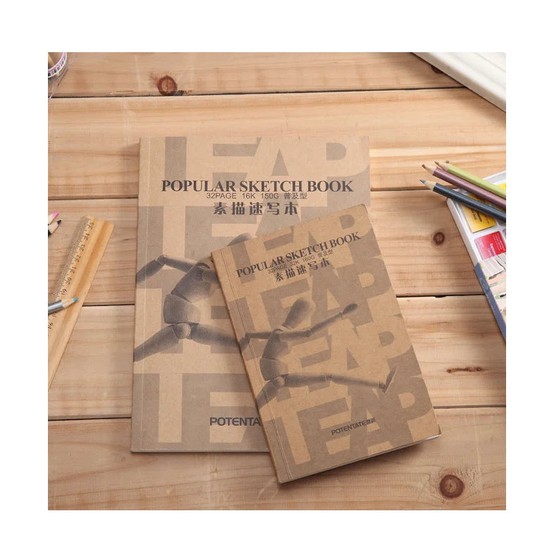 POTENTATE Sketchbooks 130x190mm 150 GSM 32 Sheets Glue Bound for Certified Travel Journal for Pencil & Ink