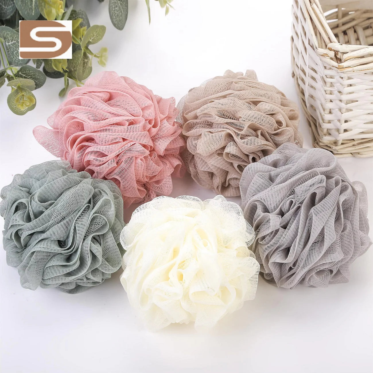 Cheap Price Loofah  Bath Sponge Body Scrubber Mesh Shower Pouf Puff Bath Ball Sponge for Exfoliating Fashion Kids Bath Sponge