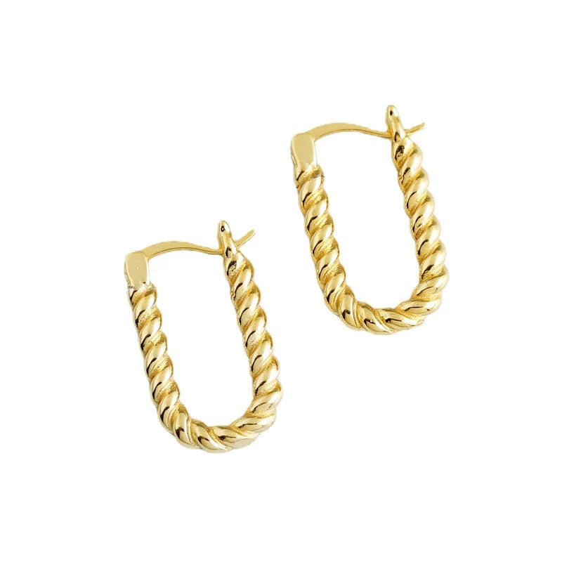 925 Sterling Silver Minimalist Twist Hoop Earrings for Women Charms Party Ethnic Rock Fine Jewelry Gift Accessories