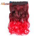 Women One Piece Curly Body Wave Heat Resistance Ombre Red Synthetic Clip in Hair Extension