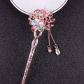 Chinese Cat Eye Stone Hair Pin Double Flower Hairstick Barrette National Wind Headwear