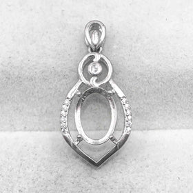 Sterling Silver 10*13mm Semi Mount Pendant Empty Frame Blank Support Setting S925 Base Holder Without Center Stone for DIY Inlay