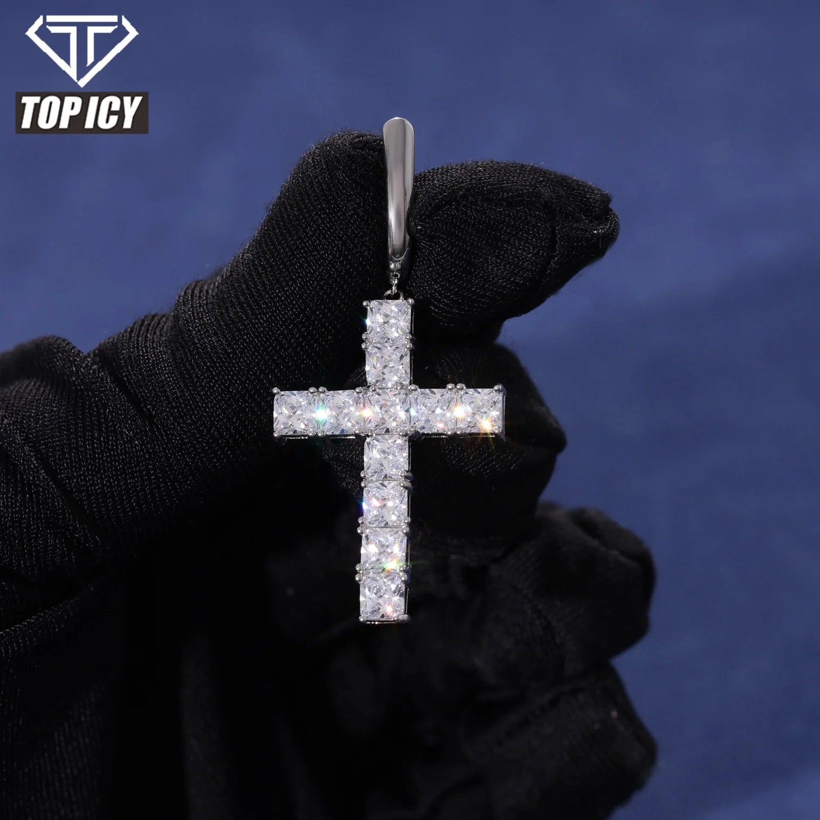 Wholesale Hip Hop Cross Men's Women's Drop Earrings Sparkling Hot Sal Iced Out Full 5A Zircon Cross Jewelry for Party Wedding