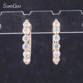 Starsgem Fine Jewelry Christmas Gift Hoops Earrings 9k Solid Yellow Gold Moissanite Gemstone Earrings