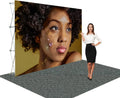 10x8ft Pop-up Display Banner Stand Aluminum Backdrop with Fabric Media Wall Foldable Style for Trade Shows and Pennant Design