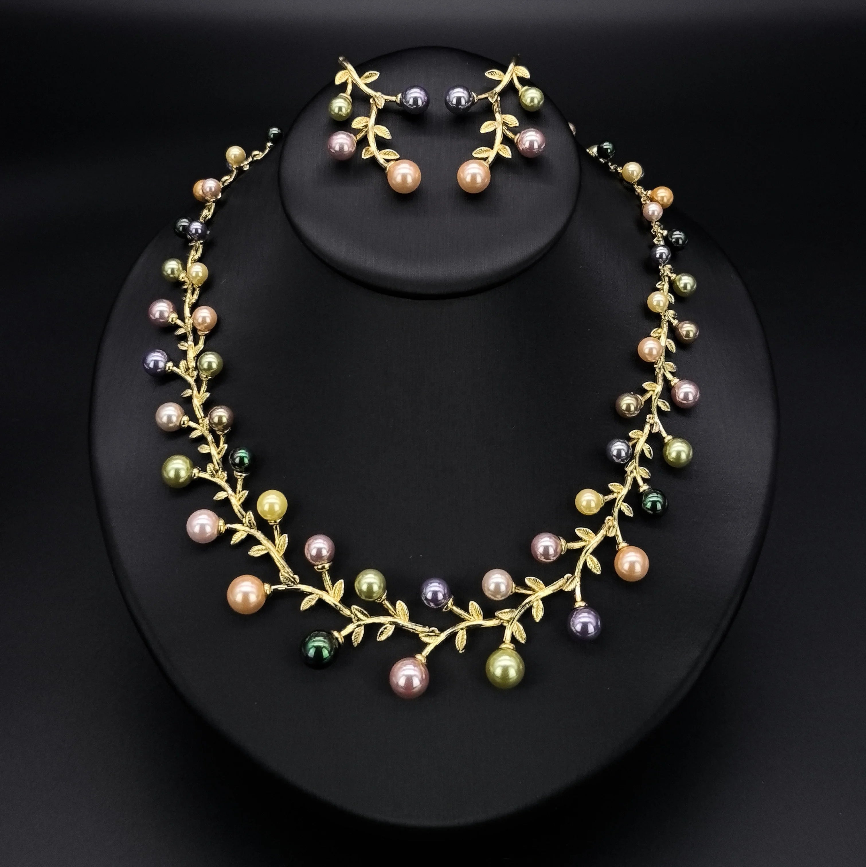 New Fashion Gold Plated Women's Colored Pearl Copper Jewelry Set 2 Pcs-for Wedding Party Engagement