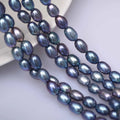 Wholesale Natural 7-8mm Dyed Black Rice Shape Freshwater Pearl Strands for DIY Jewelry