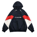 Custom Men Winter Color Block Hooded Warm Streetwear Casual Retro 1/2 Half Zipper Vintage Pullover Padded Bespoke Quilted Coat