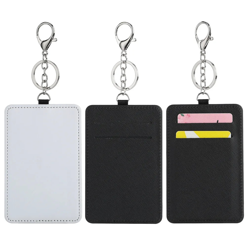 Factory Wholesale or Custom  Blank  PU Leather  ID Card Holder  Sublimation Card Holder Keychain