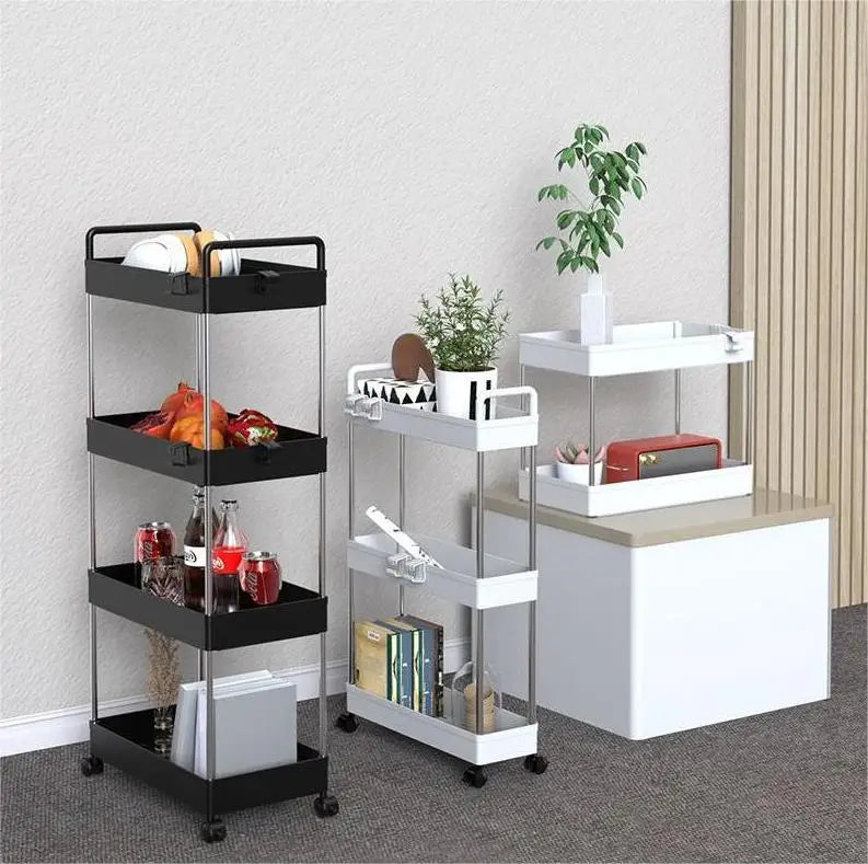 4-Tier Storage Cart  Utility Cart Organizer Shelf Storage Tower  Fruit Rack Space Kids