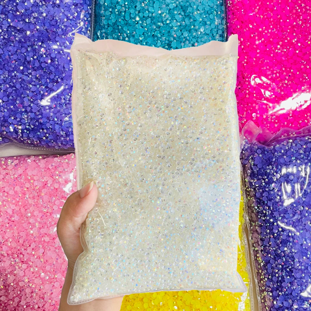 Non Hotfix Flatback Jelly Solid White Resin Rhinestones Wholesale Big Package 2mm 3mm 4mm 5mm 6mm for DIY Crafts
