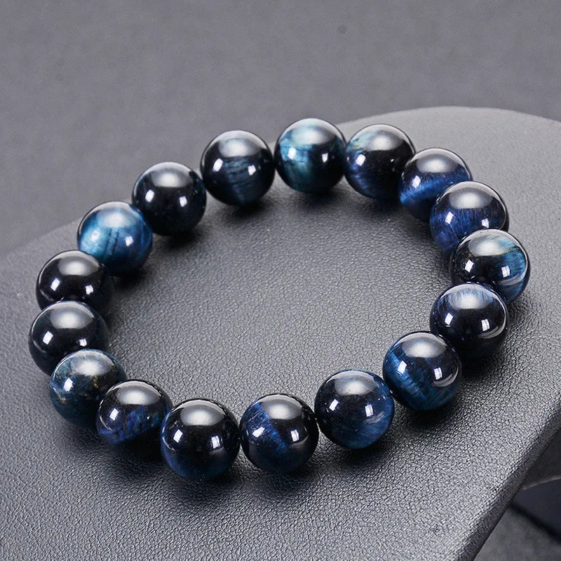 Boho 6mm 8mm 10mm 12mm Natural Super Dark Blue Tiger Eyes Stone Beads Bracelet Handmade Men Jewelry for Friend Gift