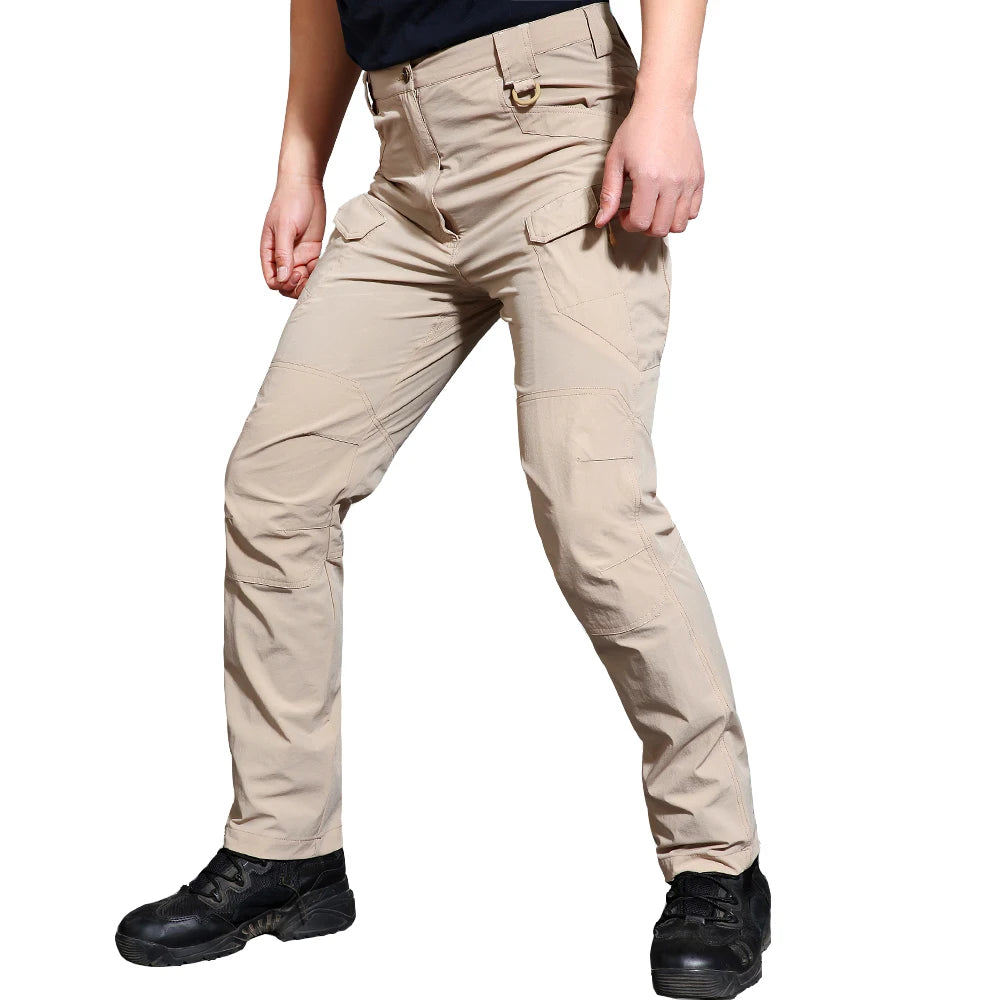 Men's Casual Tactical Pants Multiple Pockets Elasticity Cargo Trousers Outdoor Rip-Stop Hunting Hiking Pants Plus Size