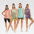 Women Sport Fitness Clothes Fast Dry Running Loose Sleeveless Yoga Tee Adults Breathable Round Neck Tie Dye Printed Tank Tops