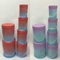 New Gradient Color Cardboard Round Flower Gift Box Set of 6 Hug Bucket with Embossing Rope Unique 6-Piece Gift Packaging Box Set