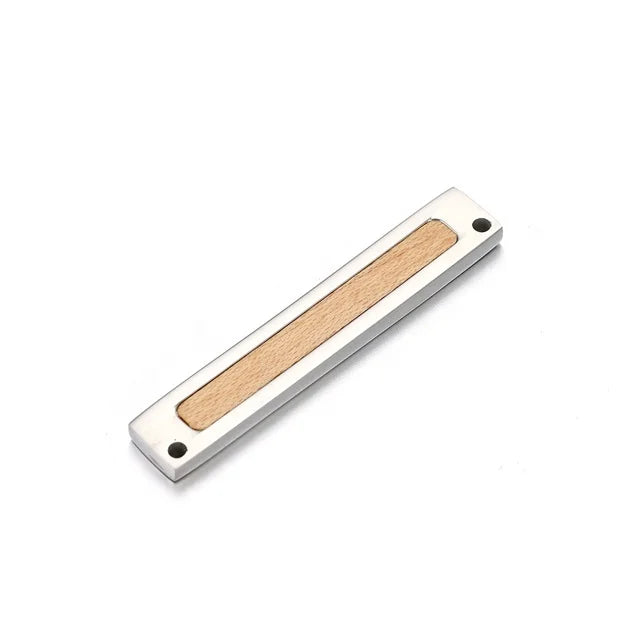 Yiwu Aceon Stainless Steel Environmental Metal Wood Jewelry Laser Engrave Rectangle Bezel Horizontal Bar Wood Connect Pendant