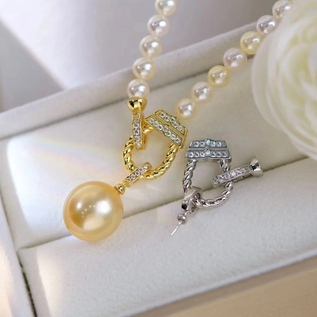 C285 5-6mm 925 Sterling Silver 18K Gold Plated Pearl Clasp for Jewelry Wholesale Metal Cord Ends Clasp Necklace/bracelet Clasp