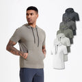 RNSHANGER Summer Quick Drying Men's T Shirts Casual Short Sleeve Tight Sports Jogging Compression Hooded Outdoor Solid Color Tee