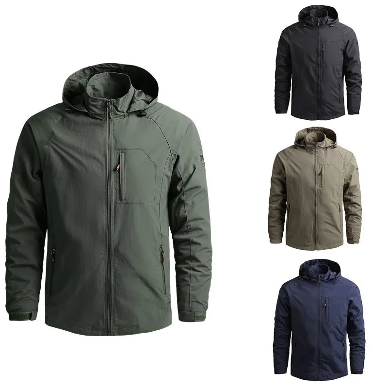 Men Outdoor Hiking Jackets Waterproof Hooded Windbreaker Coat Men Autumn New Casual Jacket Tactics Camouflage Jackets Men M-5XL