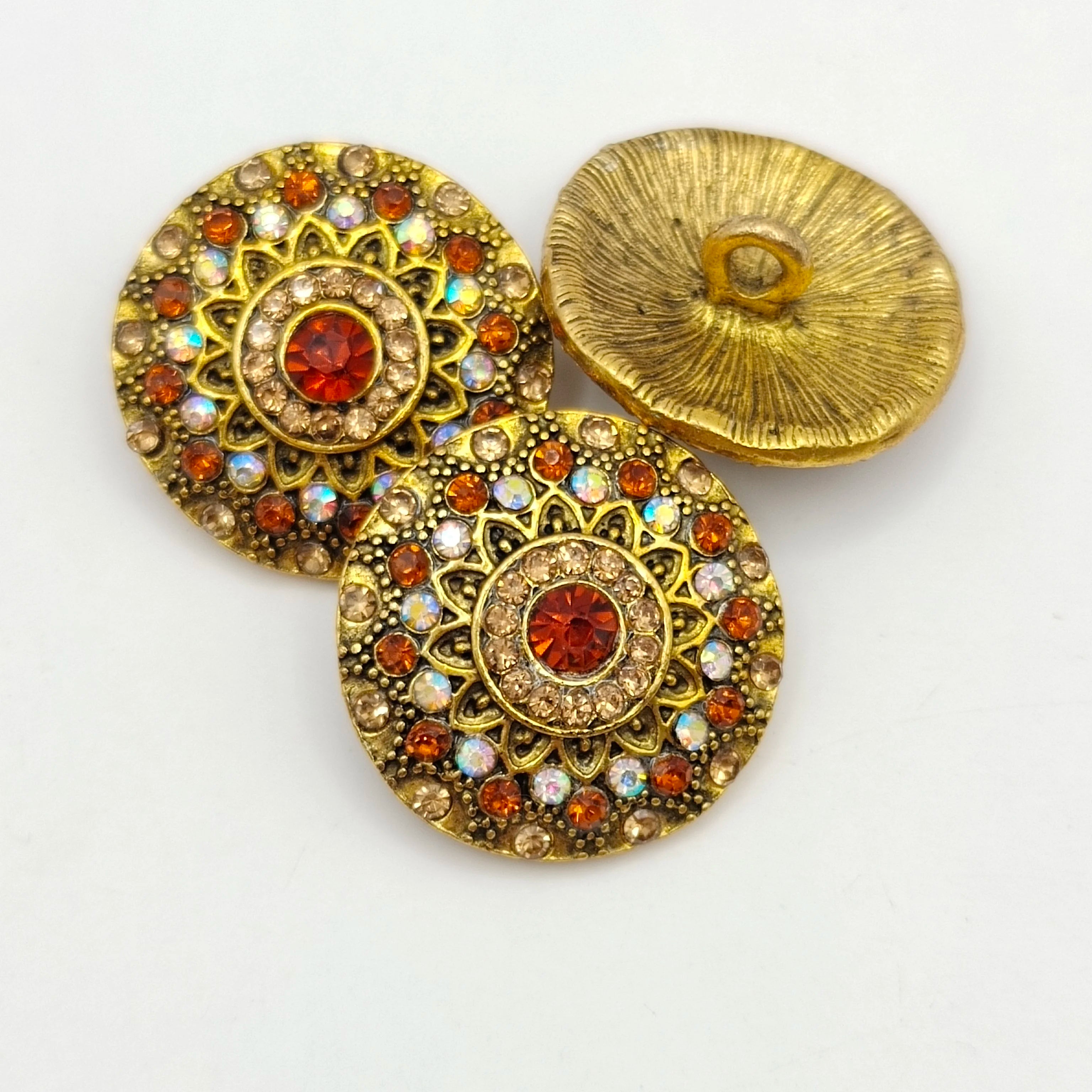 Wholesale Metal Zinc Alloy Decoration Different Shaped Buttons Decorative Crystal Fashion Golden Buttons