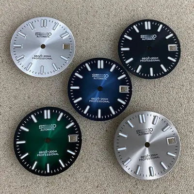 New Dial with 28.5mm bar Studs Modified Dial with Green Glow Suitable for NH35/4R/7S Movement