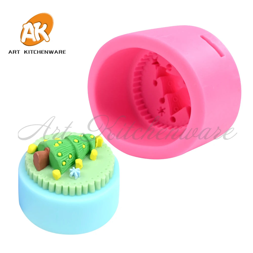 AK Christmas Tree Ice Cream Cake Silicon Mold Silicone Fondant Chocolate Mould Cake Decoration Sugarcraft Pastry Baking for Clay