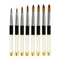 Kemeisi Custom Logo Metal Handle Kolinsky Hair Nail Brushes Silver Ferrule Easy Apply Sizes #2-#16