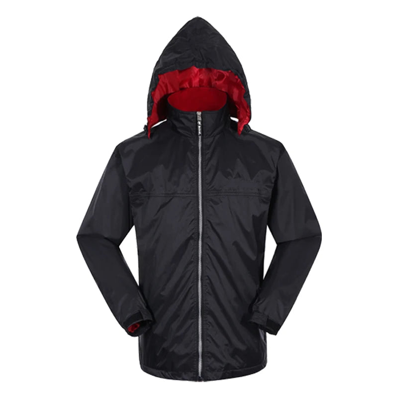 OEM Custom Logo Canvas Embroidery Sports Running Concealable Hood Outdoor Breathable Waterproof Windbreaker Men Rain Jackets