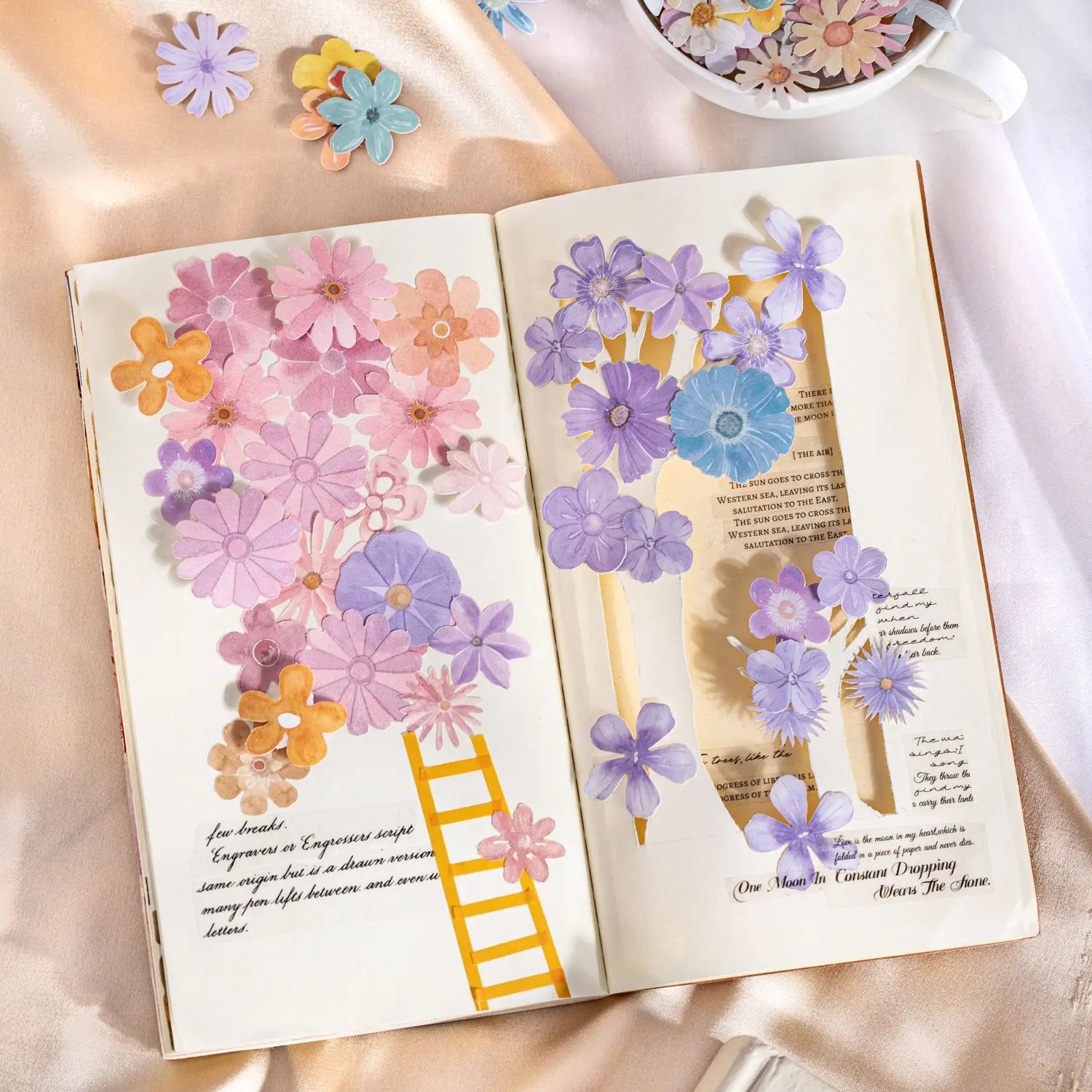 45pcs/pack Small Flower Grain Series Landscape Theme Stickers Background Decoration Handbook Bottoming Collage Material