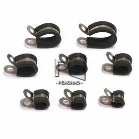 Stainless Steel Black Rubber Lined Retaining Hose P Clips Clamp Hose and Cable P Clamp 6mm 8mm 10mm 12mm 14mm 16mm 20mm 24mm