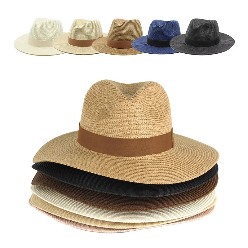 Wholesale Custom Logo Unisex Men Ladies Panama Paper Straw Hat Summer Beach Sombrero Sun Shade Hat