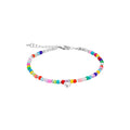 Top Sale Rainbow Colorful Beach Surfing Bohemian Y2K Bracelets Heart Charmed Silver Beaded Bracelets for Women